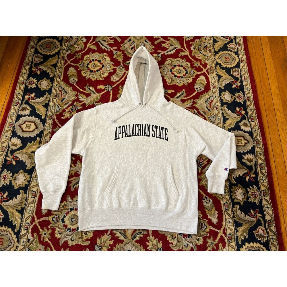 Appalachian State Champion Sz L Reverse Weave Hoodie Gray Unisex Classic Vintage